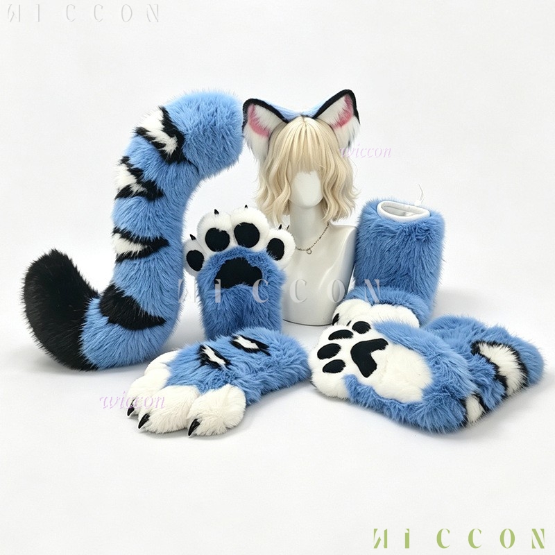 Derpyy Blue Tiger Fursuit Ears - Anime Cosplay Ladies 评论和价格