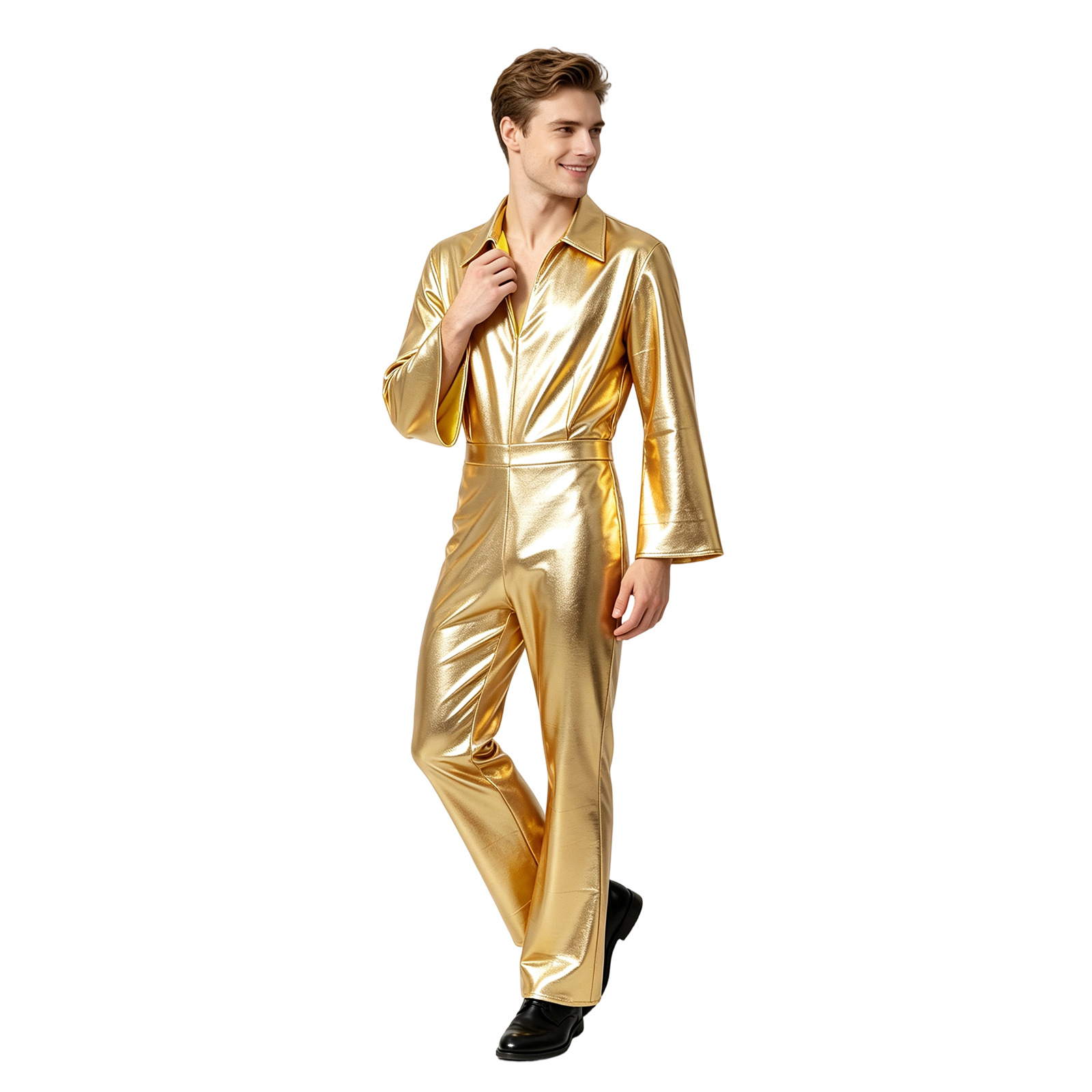 Gold Metallic Shiny Jumpsuit H - Anime Cosplay Jumpsuit 评论和价格